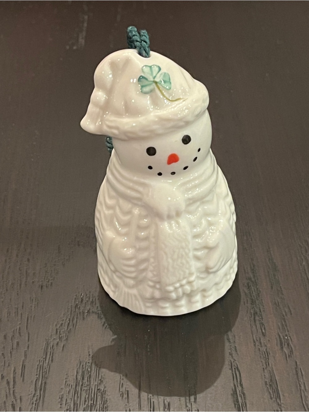 Belleek 1997 Sweater Snowman Ornament Bell